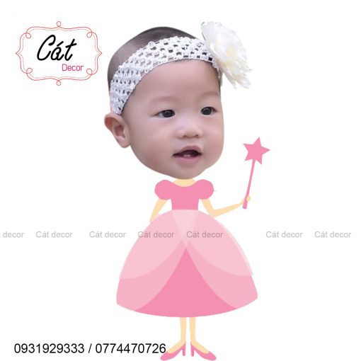 Set đầm voan áo in 3D hình búp bê Chibi cho bé gái