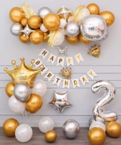 Set trang trí sinh nhật Vàng Gold