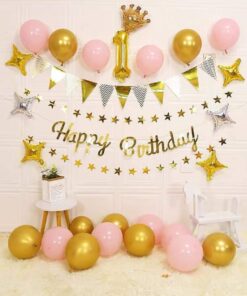 Set trang trí ép kim hồng vàng