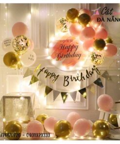 Set bóng sinh nhật hồng vàng