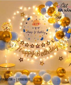 Set bóng sinh nhật xanh vàng