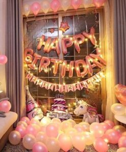 Set trang trí sinh nhật màu hồng