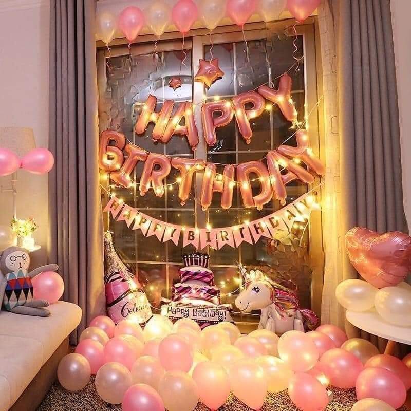 Set trang trí sinh nhật màu hồng - Cát Decor Trang trí sinh nhật Đà Nẵng