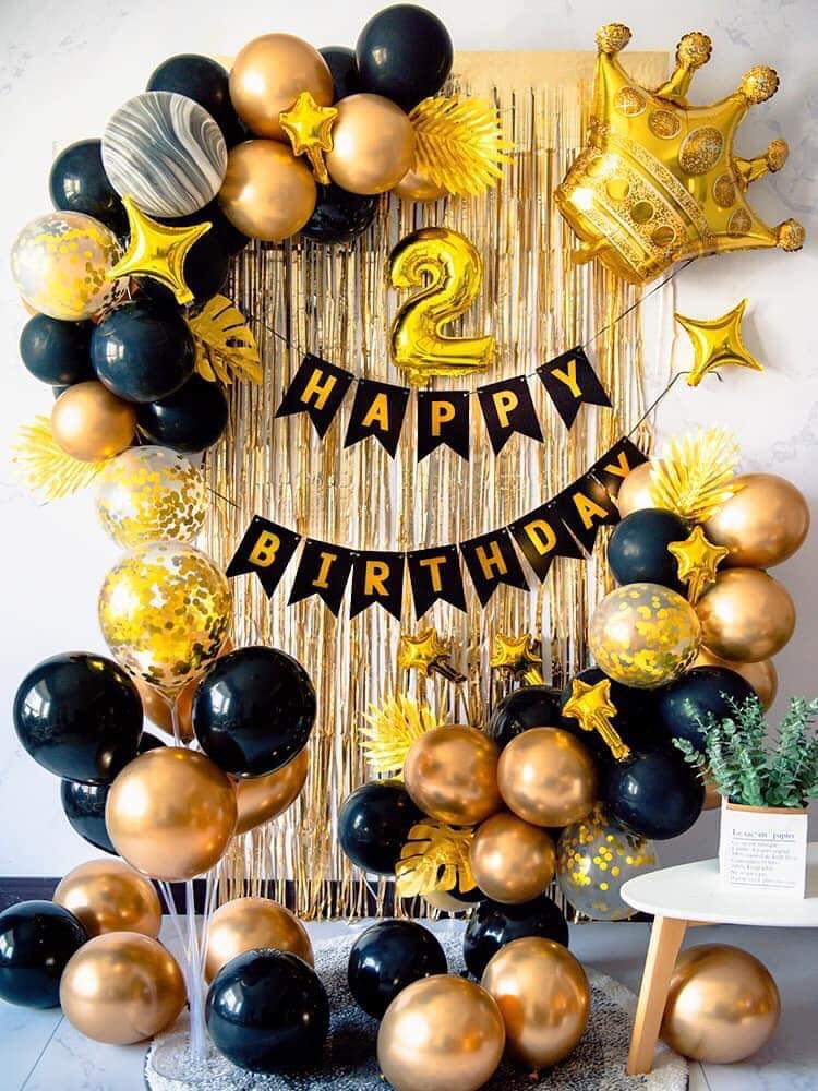 Rèm trang trí sinh nhật màu Vàng Gold dài 2mét