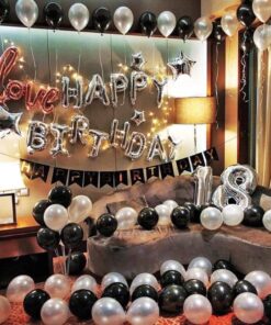 Set bóng sinh nhật đen trắng cho người lớn 03