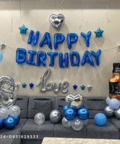 Trang trí phòng sinh nhật màu xanh dương