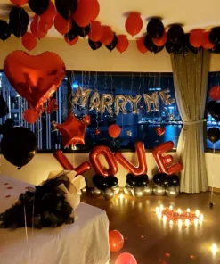 Trang trí Cầu hôn tại khách sạn màu đỏ