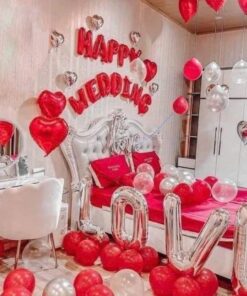 Set bóng trang trí phòng cưới màu đỏ 2