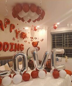 Set bóng trang trí phòng cưới màu đỏ 1