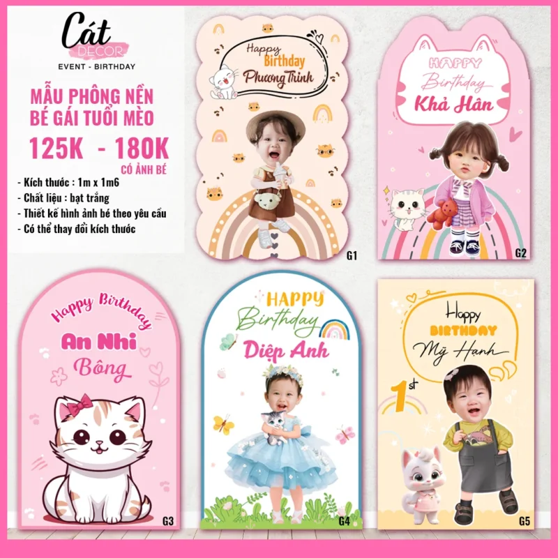 Phông nền tuổi Mèo cho bé gái