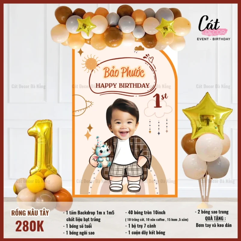 Set bóng Rồng bé trai màu Nâu Tây