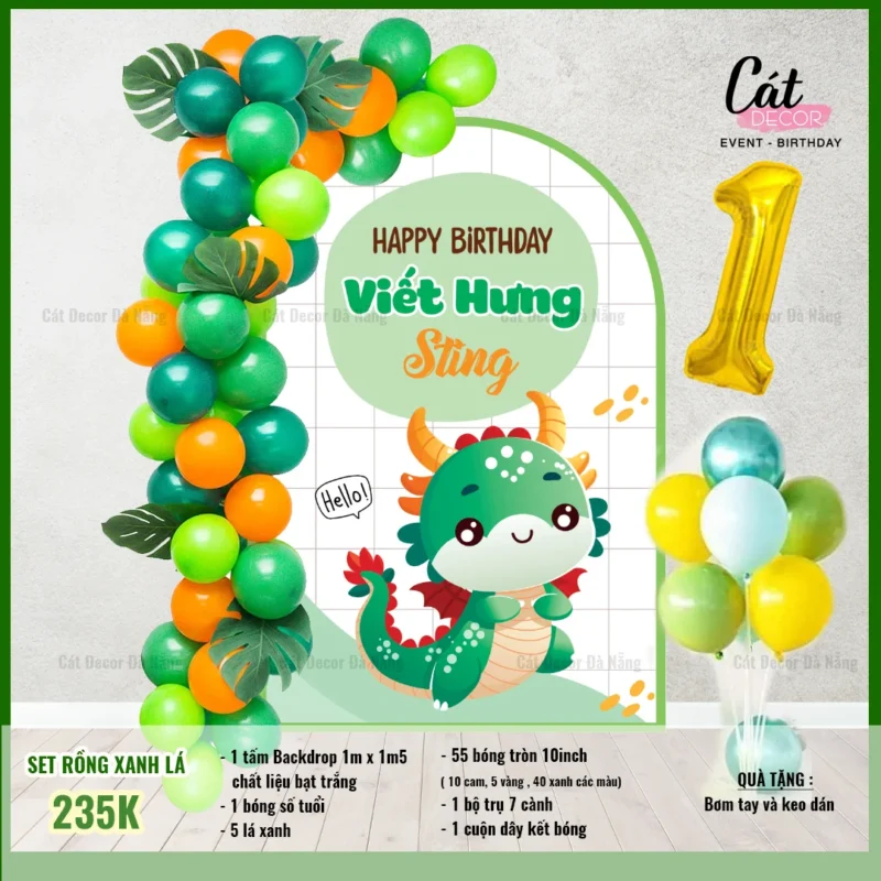 Set sinh nhật tuổi Rồng xanh lá