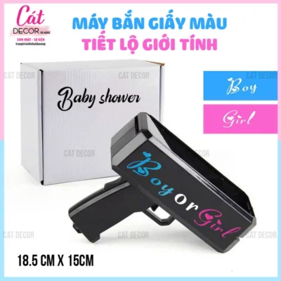 Súng bắn thẻ giấy xanh hồng Baby Shower - Ảnh 2