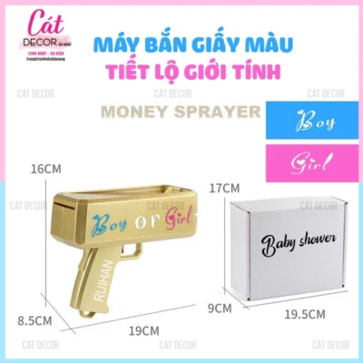 Súng bắn thẻ giấy xanh hồng Baby Shower - Ảnh 3