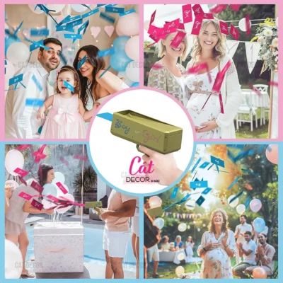 Cho thuê Súng bắn giấy màu xanh hồng Baby Shower - Ảnh 4