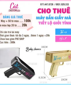 Cho thuê Súng bắn giấy màu xanh hồng Baby Shower