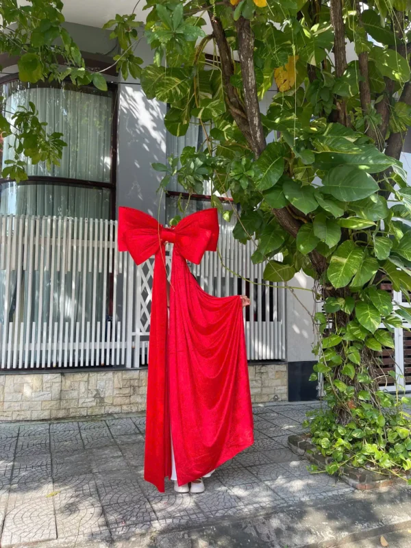 Nơ nhung ĐỎ TƯƠI đuôi rũ