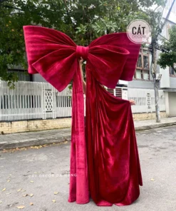 Nơ nhung ĐỎ MẬN đuôi rũ