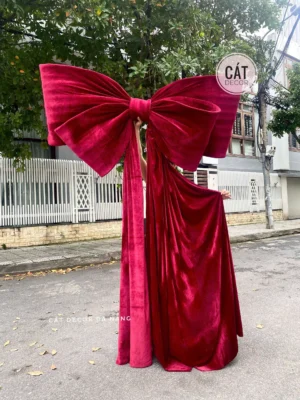 Nơ nhung ĐỎ MẬN đuôi rũ