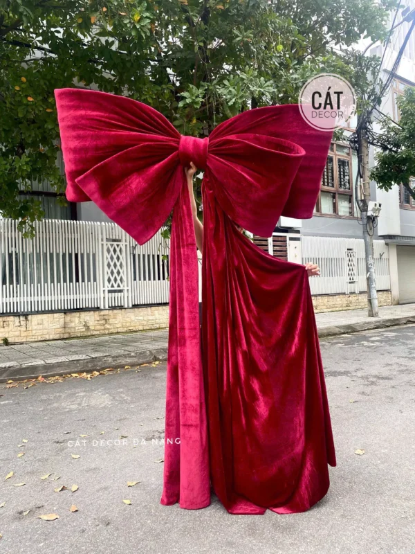 Nơ nhung ĐỎ MẬN đuôi rũ