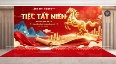 Trang trí tiệc Year End Party - tông đỏ Trang trí tiệc Year End Party - tông đỏ