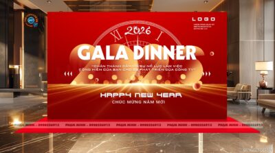 Trang trí tiệc Year End Party - tông đỏ Trang trí tiệc Year End Party - tông đỏ