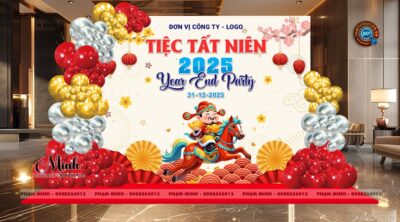 Trang trí tiệc Year End Party - tông đỏ Trang trí tiệc Year End Party - tông đỏ