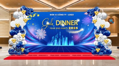 Trang trí tiệc Year End Party - tông xanh dương