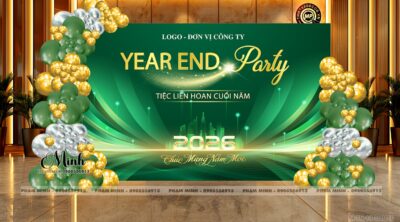 Trang trí tiệc Year End Party - tông xanh lá