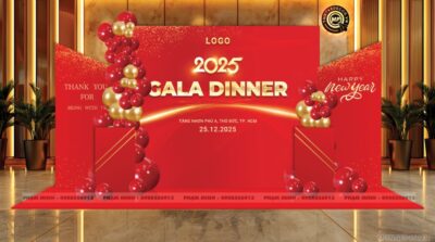 Trang trí tiệc Year End Party - tông đỏ Trang trí tiệc Year End Party - tông đỏ