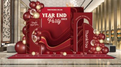 Trang trí tiệc Year End Party - tông đỏ Trang trí tiệc Year End Party - tông đỏ