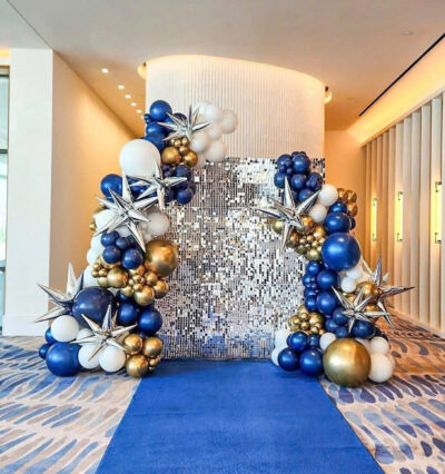 Trang trí tiệc Year End Party - tông xanh dương