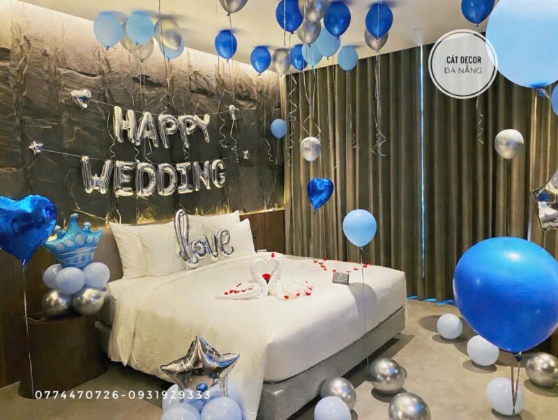 Set bóng phòng Cưới màu xanh dương