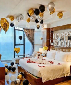 Set trang trí phòng cưới màu vàng