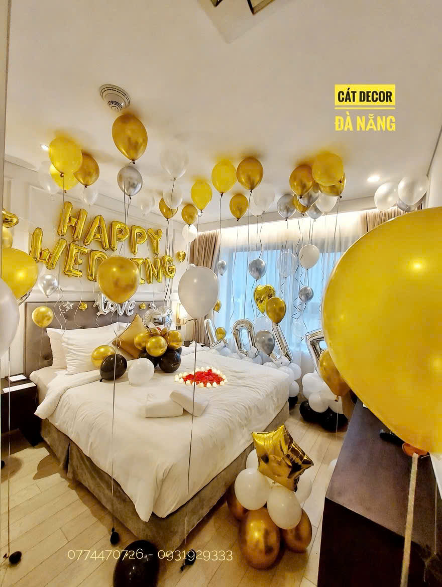 Đồ trang trí phòng cưới Đà Nẵng Set bóng bay trang trí phòng cưới màu pastel