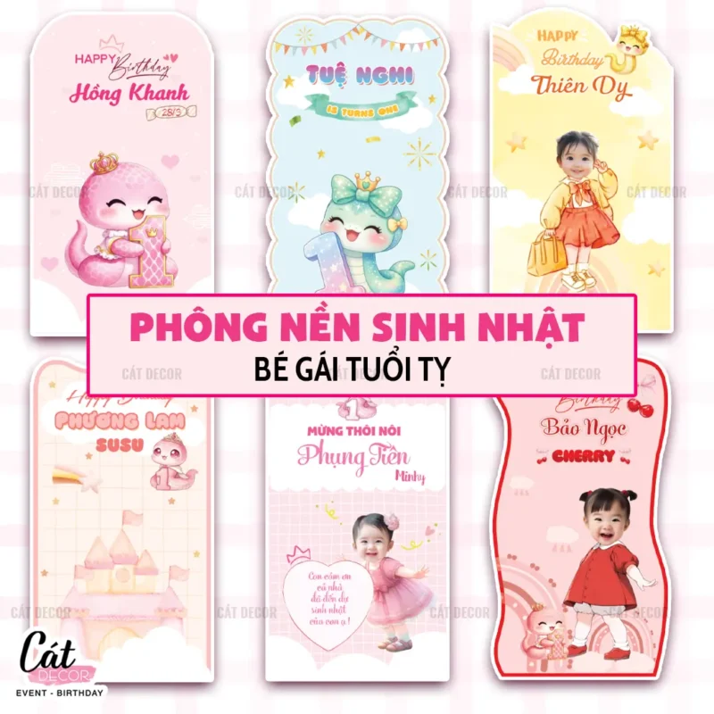Phông nền sinh nhật bé gái tuổi TỴ – tổng hợp