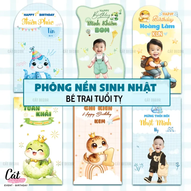 Phông nền sinh nhật bé TRAI tuổi TỴ