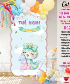 Set bóng trang trí sinh nhật bé GÁI tuổi Tỵ - pastel
