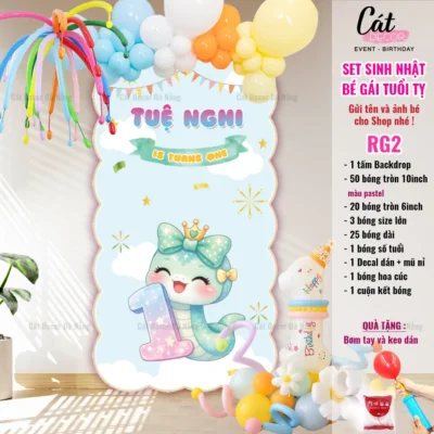Set bóng trang trí sinh nhật bé GÁI tuổi Tỵ - pastel