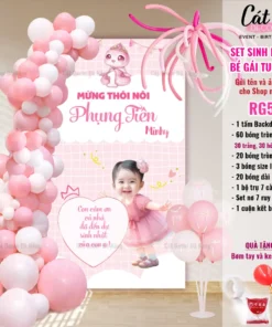 Set bóng trang trí sinh nhật bé GÁI tuổi Tỵ - Hồng