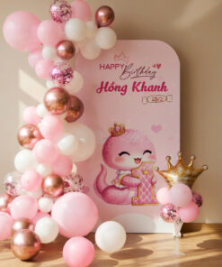 Set bóng trang trí sinh nhật bé GÁI tuổi Tỵ - Hồng pastel
