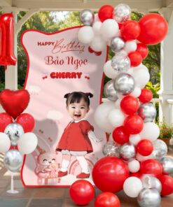 Set bóng trang trí sinh nhật bé GÁI tuổi Tỵ - Đỏ