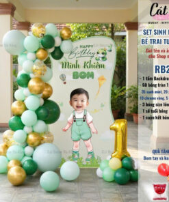 Set bóng trang trí sinh nhật bé trai tuổi Tỵ - xanh lá