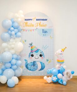 Set bóng trang trí sinh nhật bé trai tuổi Tỵ - xanh dương