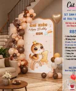 Set bóng trang trí sinh nhật bé trai tuổi Tỵ - nâu tây