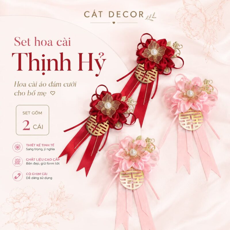 Hoa cài áo đám cưới Bố mẹ THỊNH HỶ