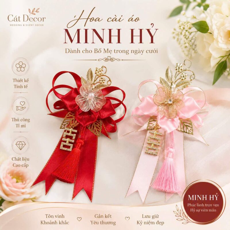 Hoa cài áo đám cưới Bố mẹ MINH HỶ