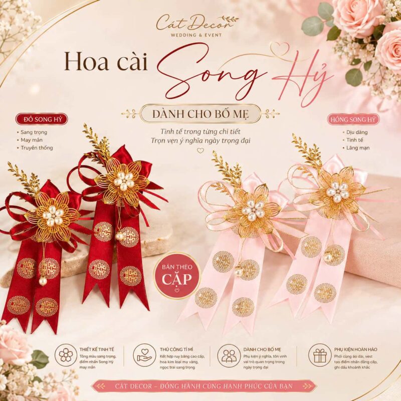 Hoa cài áo Bố mẹ Song Hỷ