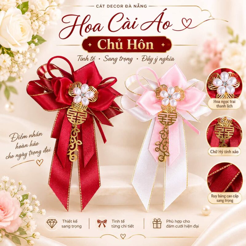 Hoa cài áo Chủ hôn ( lẻ 1 cái )